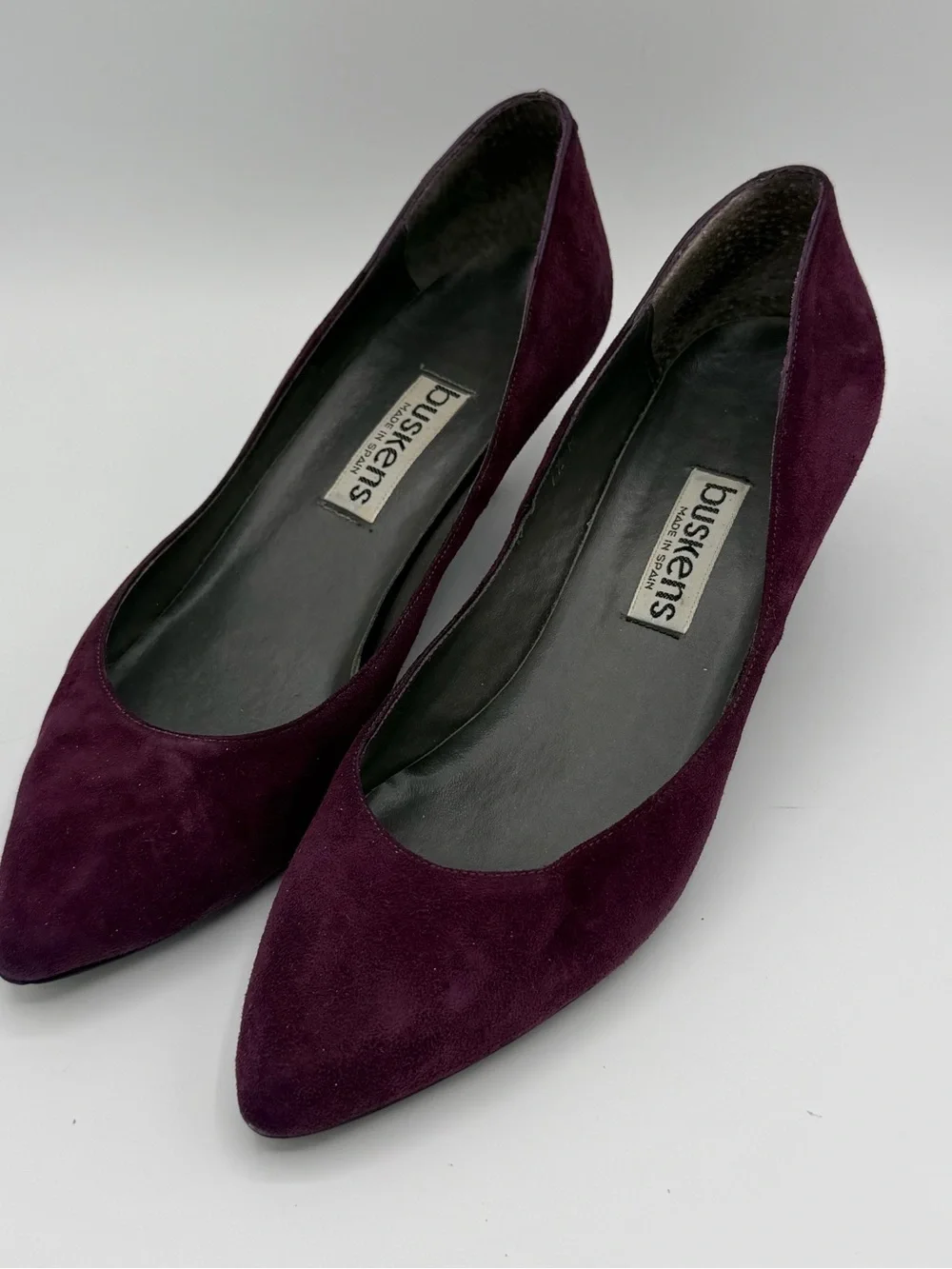 Vintage Buskens Purple Suede Pointed Toe Heels Pumps Made in Spain Size 7.5